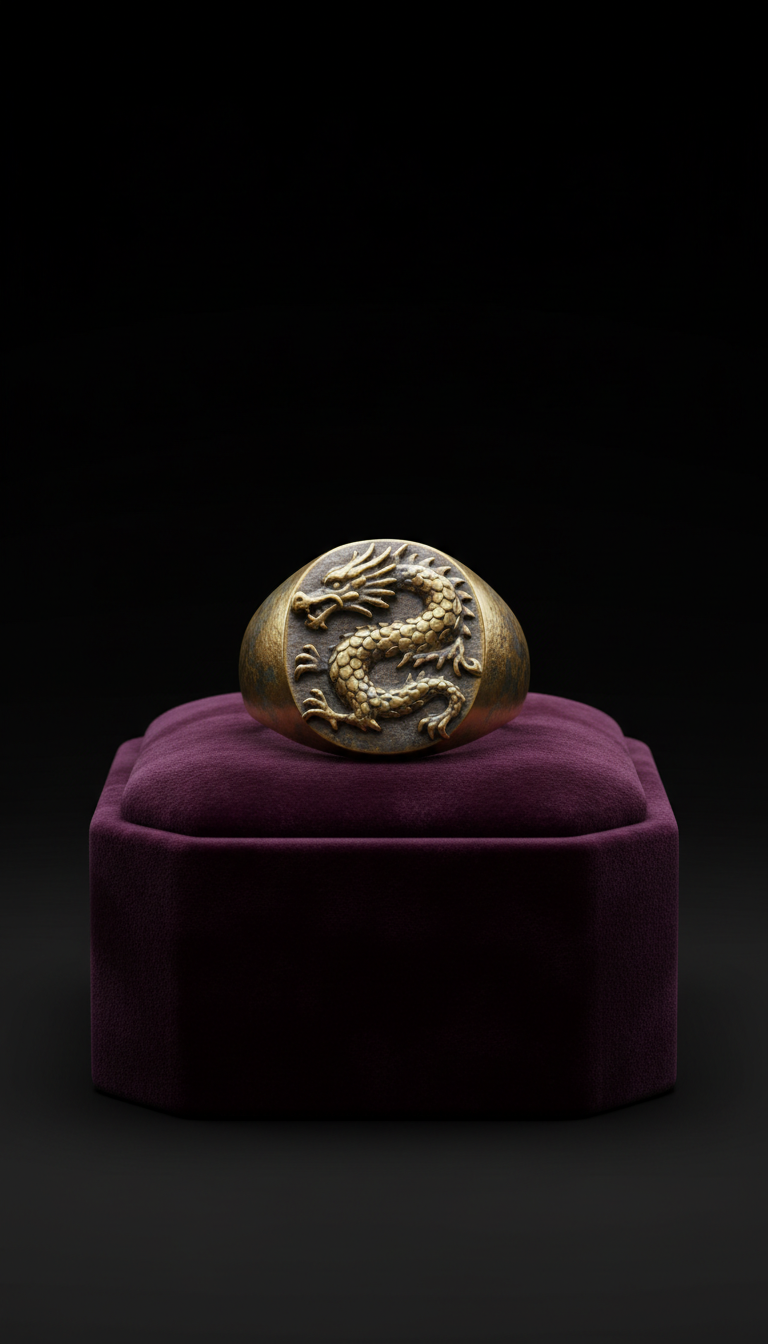 Gilded dragon signet ring