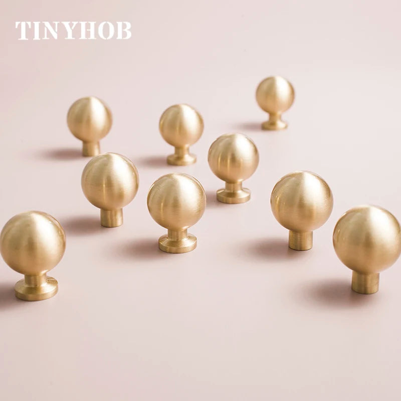 The Simplest Knob and Handle Gold Round handle French Nordic drawer pull Cabinet door knobs Solid brass Decor Hardware