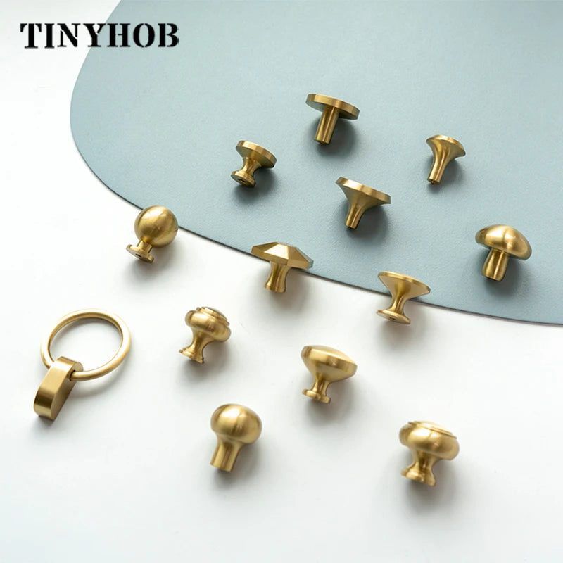 The Simplest Knob and Handle Gold Round handle French Nordic drawer pull Cabinet door knobs Solid brass Decor Hardware
