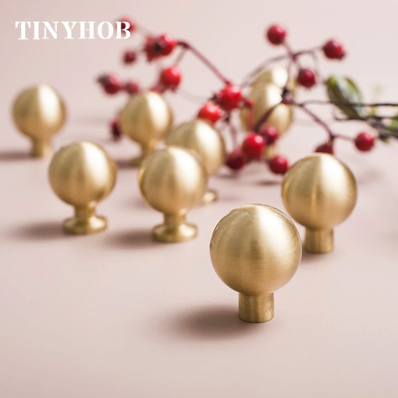 The Simplest Knob and Handle Gold Round handle French Nordic drawer pull Cabinet door knobs Solid brass Decor Hardware