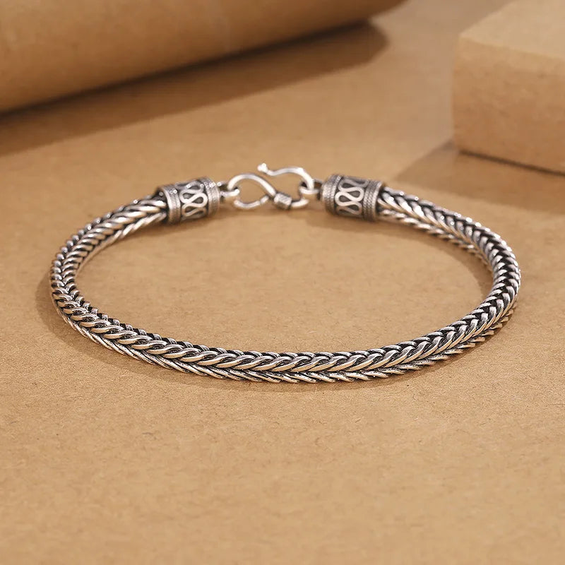 Sterling Silver Chain Bracelet — Vintage Luxury Jewelry for Men & Women