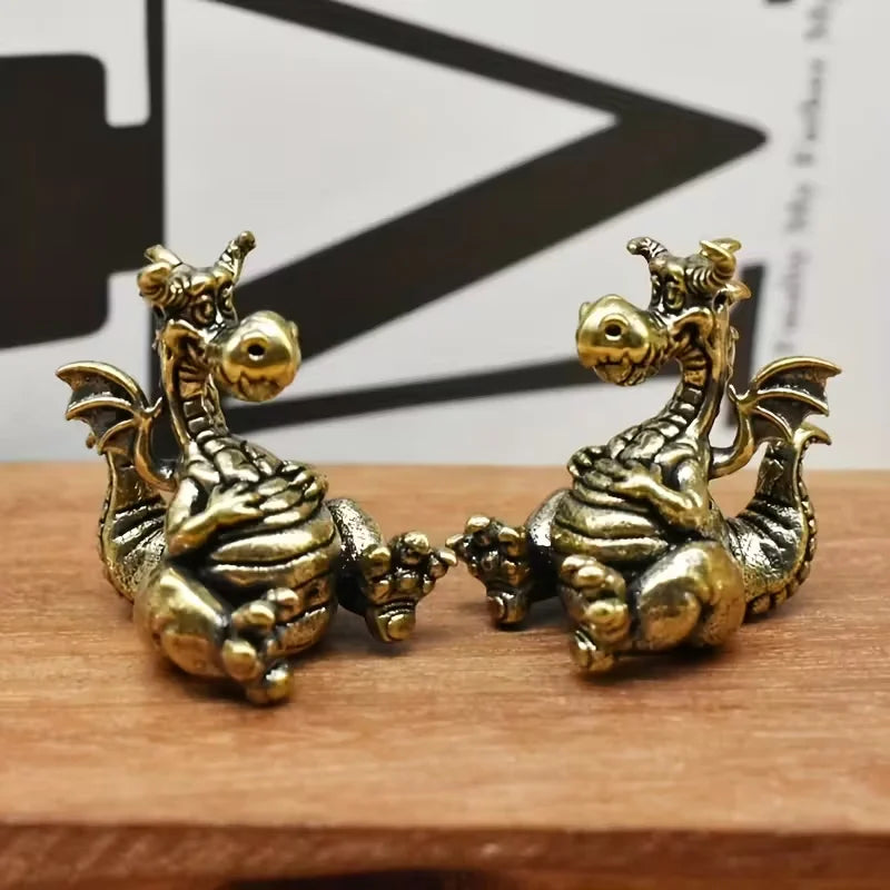Brass Dragon Figurine — Medieval Fantasy Home Decor