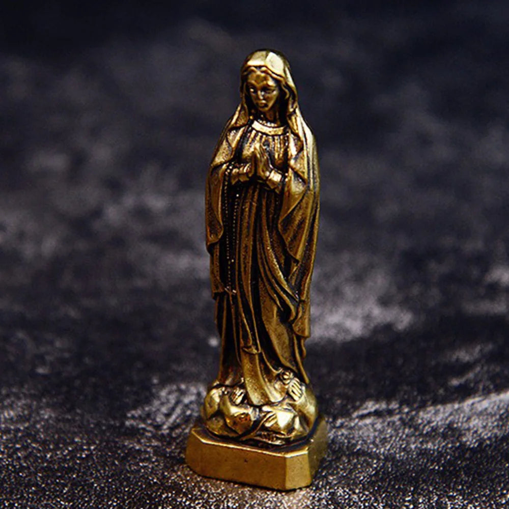 Brass Virgin Mary Figurine — Vintage Religious Collectible