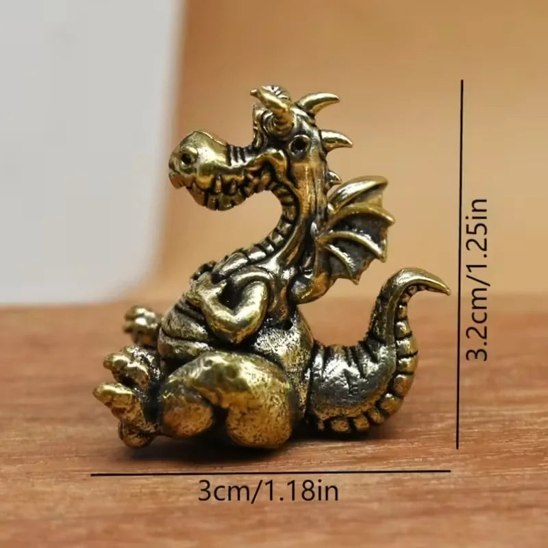 Brass Dragon Figurine — Medieval Fantasy Home Decor