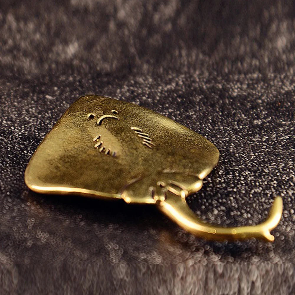 Brass Devil Fish Figurine — Vintage Marine Sculpture & Tea Pet Decor