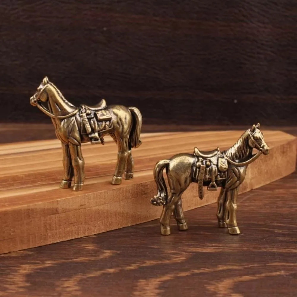 Brass Horse Figurine — Handmade Bronze Miniature Collectible Home Decor