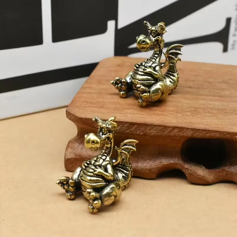 Brass Dragon Figurine — Medieval Fantasy Home Decor