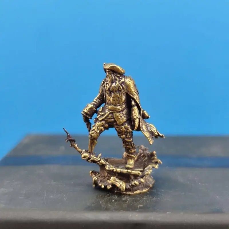 Brass Pirate Figurine — Vintage Miniature Desk & Shelf Decor