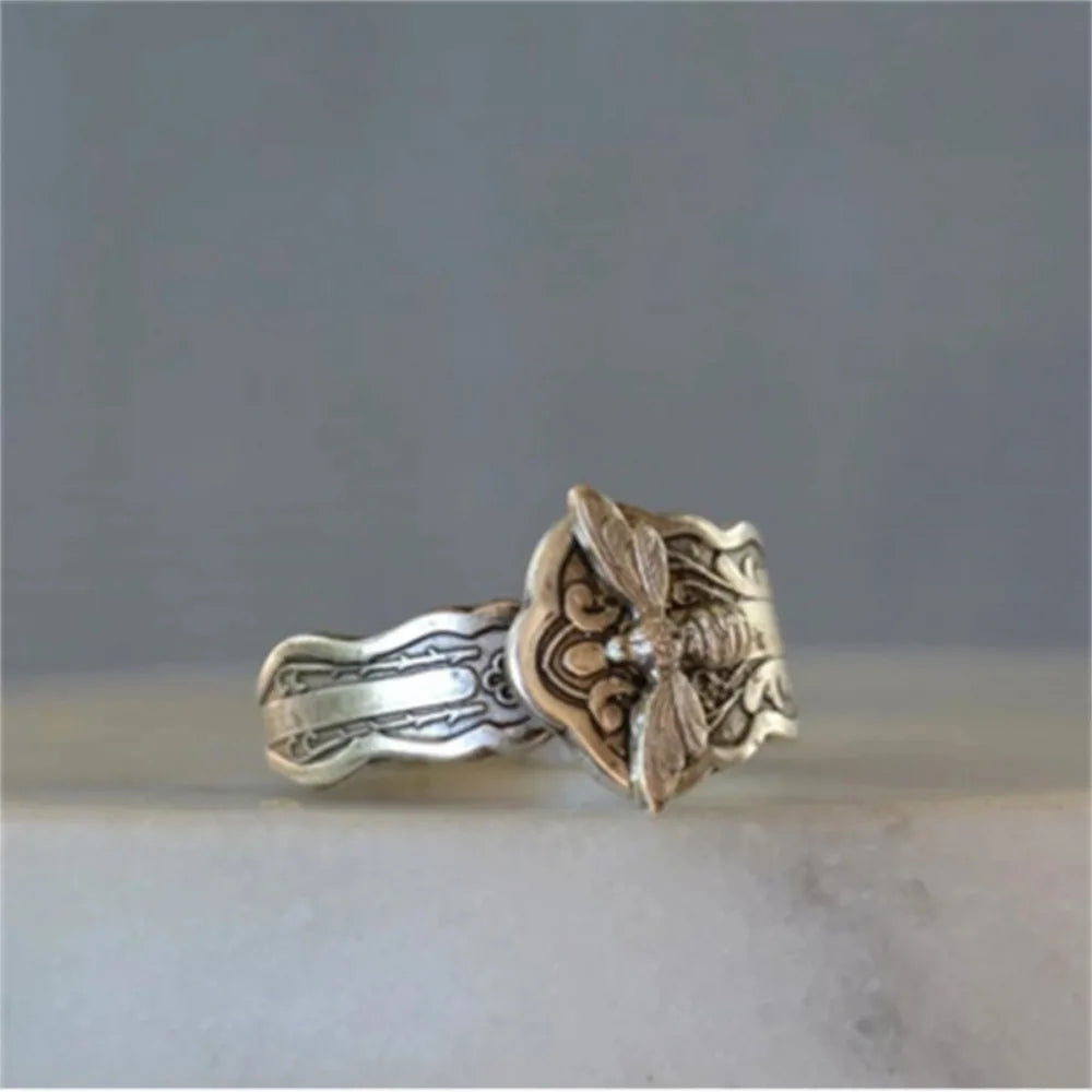 Bee Spoon Ring — Delicate Bohemian Metal Ring for Women