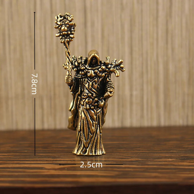 Brass Wizard Figurine — Mystic Mage Desk & Shelf Decor