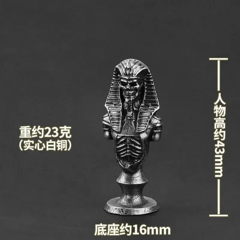Brass Mini Figurine Creative Chess Miniatures Ancient Egypt King Queen Knight Rook and Pawn Character Sculpture Decoration Craft
