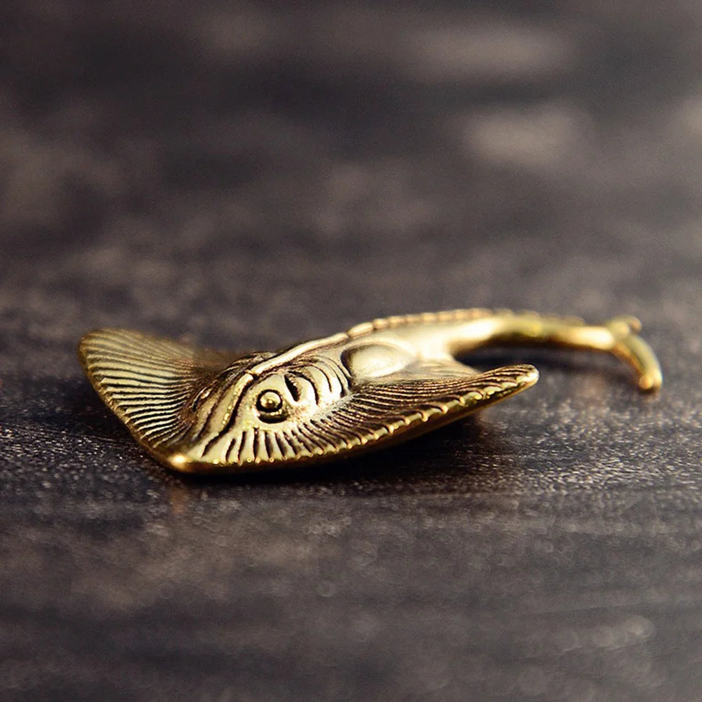 Brass Devil Fish Figurine — Vintage Marine Sculpture & Tea Pet Decor
