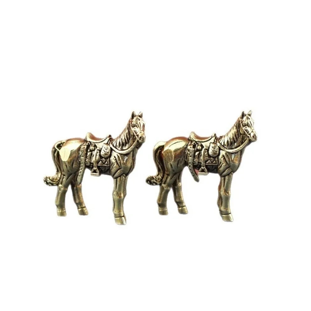 Brass Horse Figurine — Handmade Bronze Miniature Collectible Home Decor