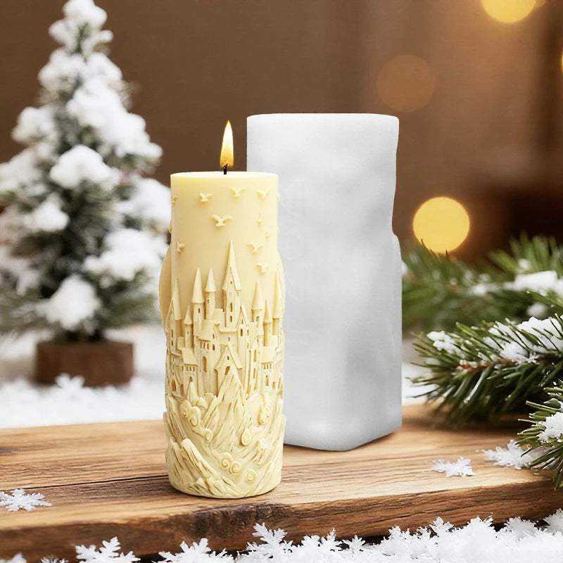 【Dragon Castle 3D Embossed Candle Mold】Gothic Fantasy Dark Style Castle Dragon Carving Candle Mold Halloween Christmas Atmosphere Decoration Creative Gift