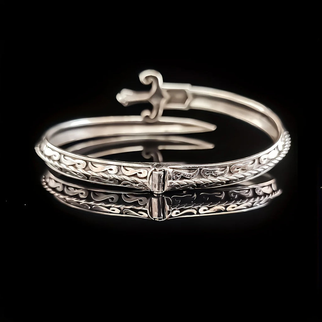 Eagle Carved Cuff Bangle — Adjustable Vintage Brass Wrap Bracelet