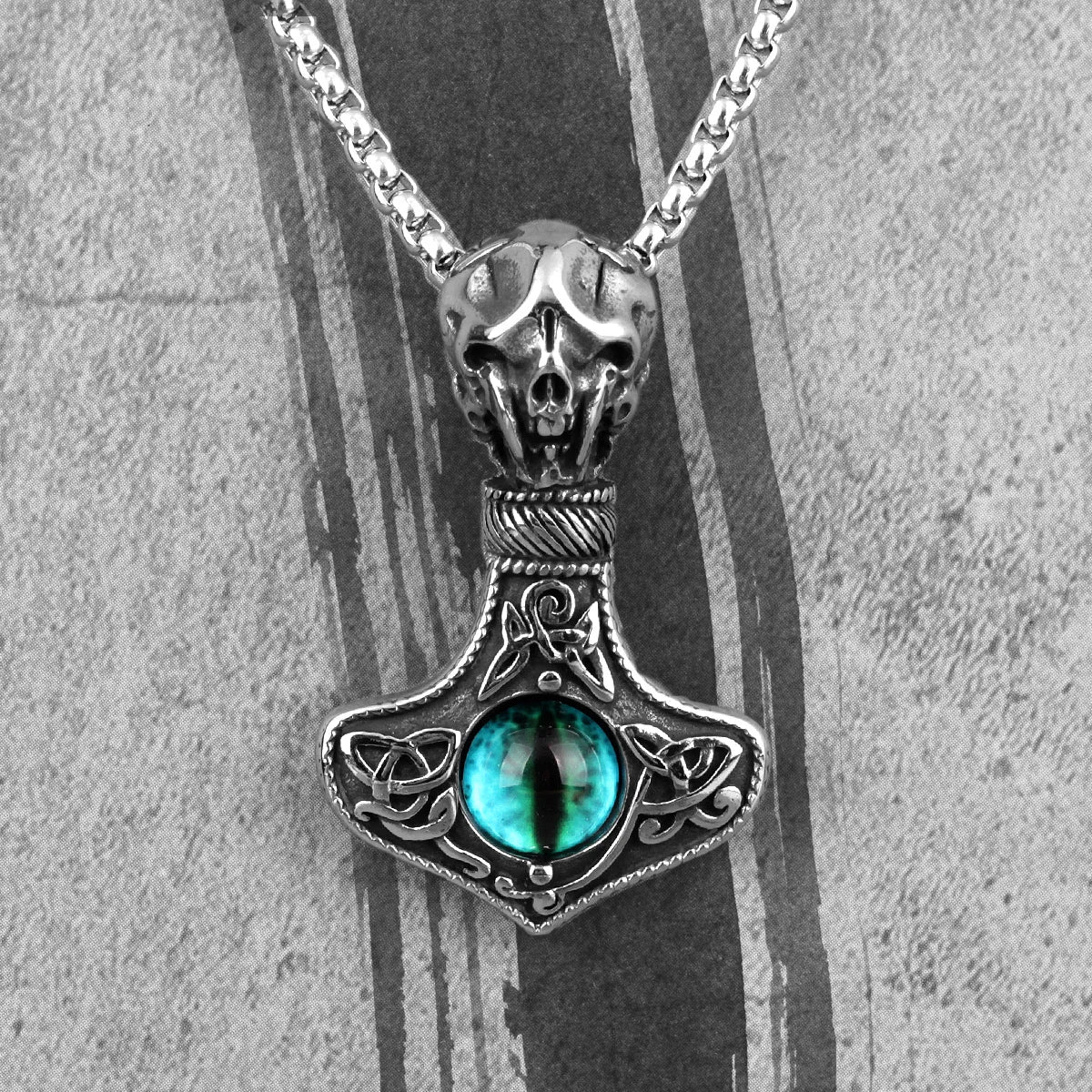 Evil Eye Skull Necklace — Gothic Punk Stainless Steel Pendant