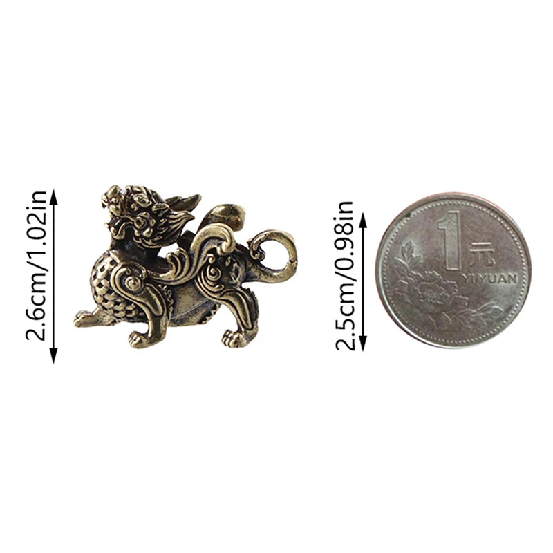 Kirin Feng Shui Ornament Pure Copper Unicorn Pendant Statue Figurine Kylinsculpture Wealth Brass Decor Chinese Pi Ornament