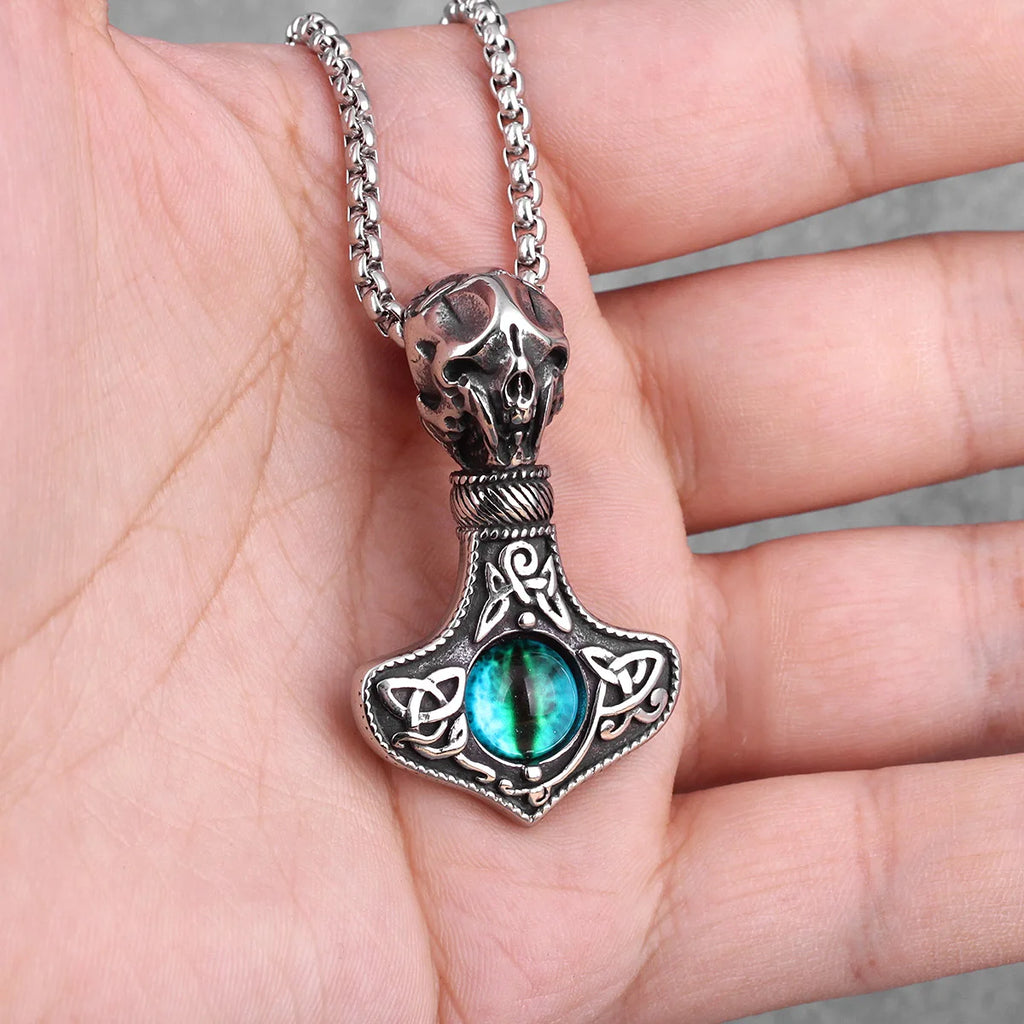 Evil Eye Skull Necklace — Gothic Punk Stainless Steel Pendant