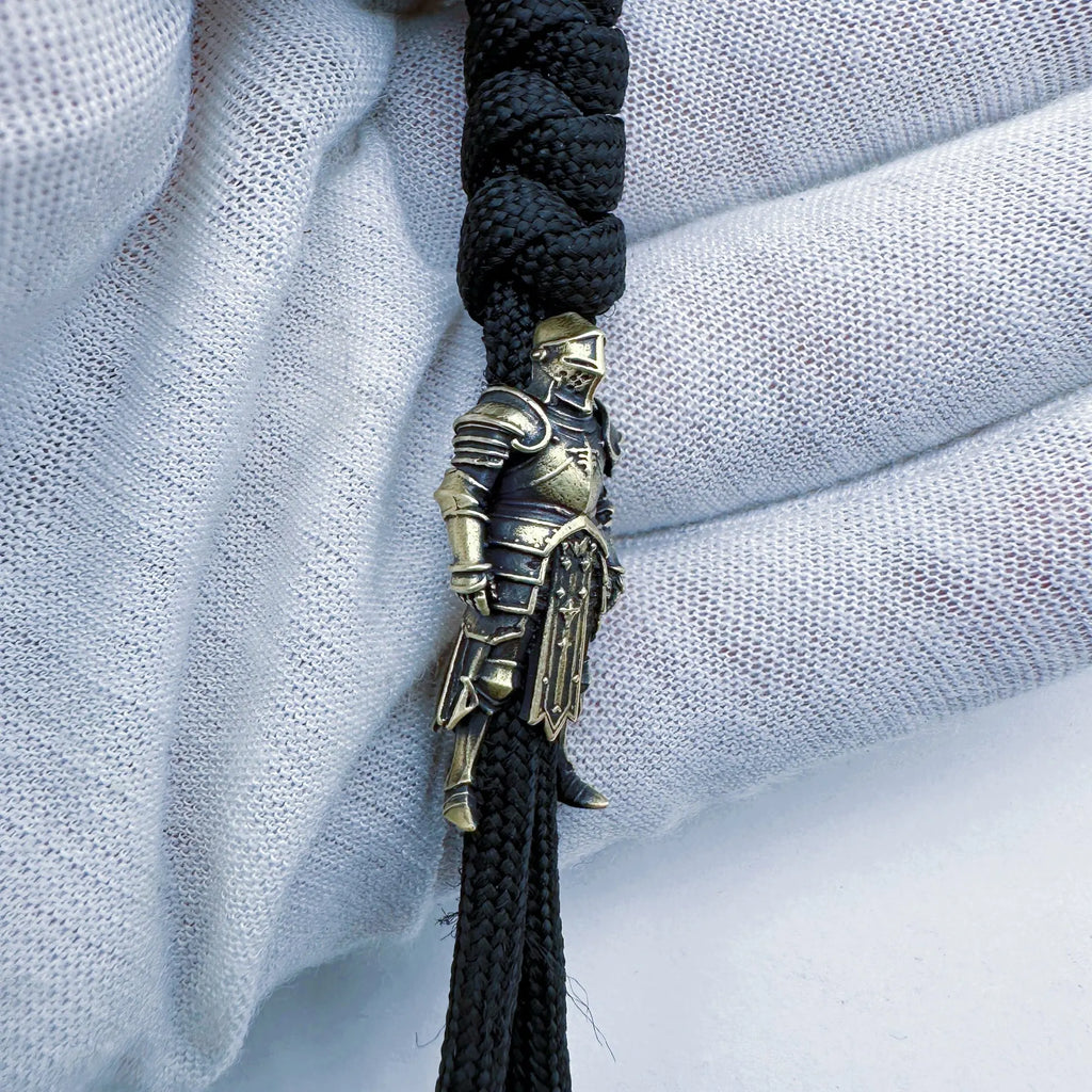 Templar Knight Brass Knife Bead — Medieval EDC Paracord Charm