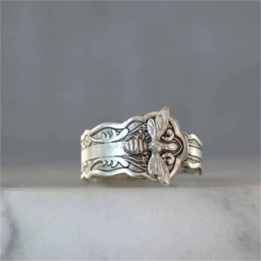 Bee Spoon Ring — Delicate Bohemian Metal Ring for Women
