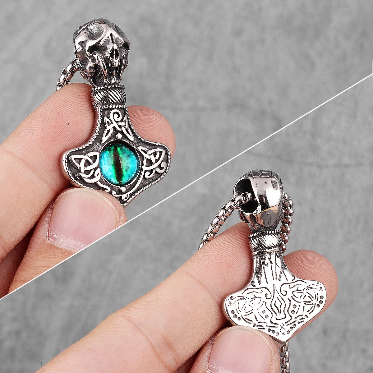 Evil Eye Skull Necklace — Gothic Punk Stainless Steel Pendant