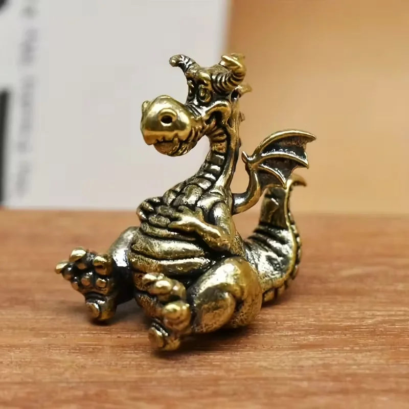 Brass Dragon Figurine — Medieval Fantasy Home Decor
