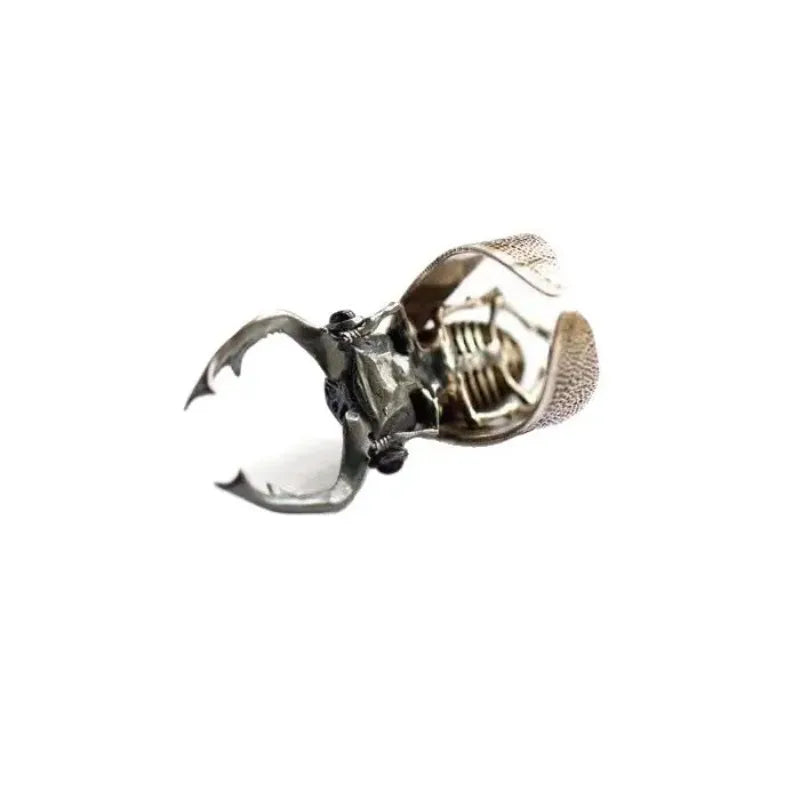 Stainless steel ring punk puzzle deep mountain shovel armor handmade Kun beetle men's and women's rings Halloween gifts