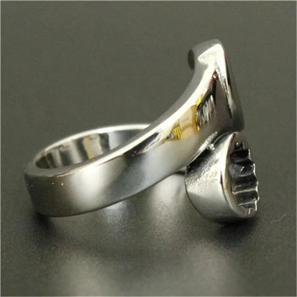 Spanner Biker Ring 316L Stainless Steel Man Boy Fashion Polishing Wrench Ring