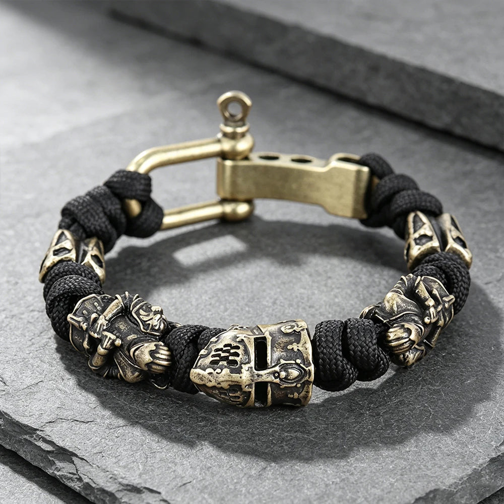 Templar Knight Paracord Bracelet — Woven Adjustable Medieval Talisman