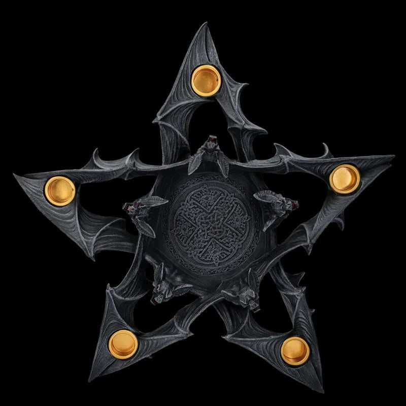Halloween Decoration Gothic Bat Candle Stand Home Decor Resin Candle Holder Ornament Craft Gifts