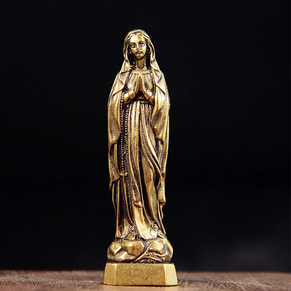 Brass Virgin Mary Figurine — Vintage Religious Collectible
