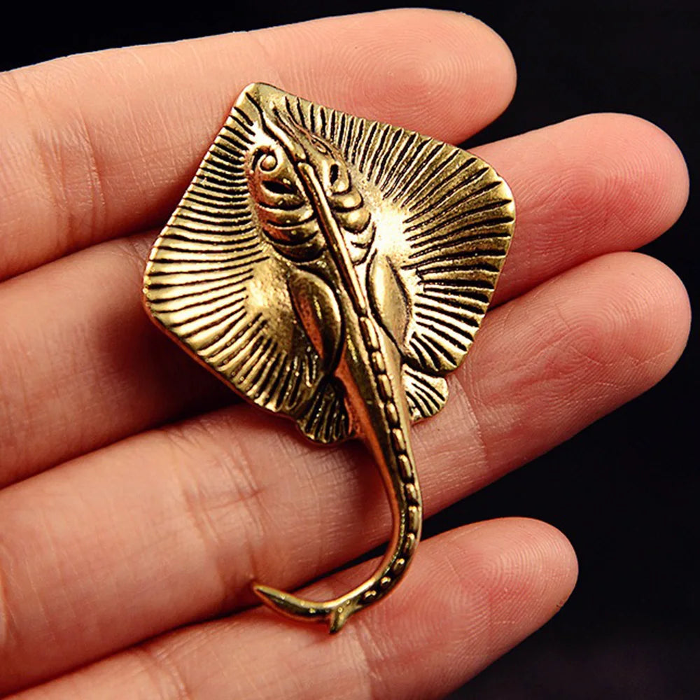 Brass Devil Fish Figurine — Vintage Marine Sculpture & Tea Pet Decor