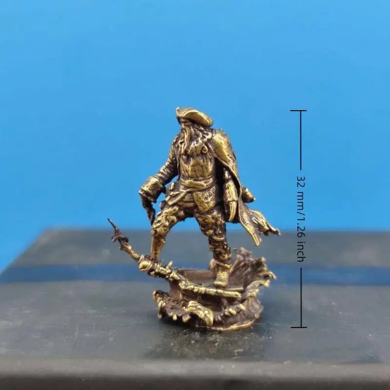 Brass Pirate Figurine — Vintage Miniature Desk & Shelf Decor