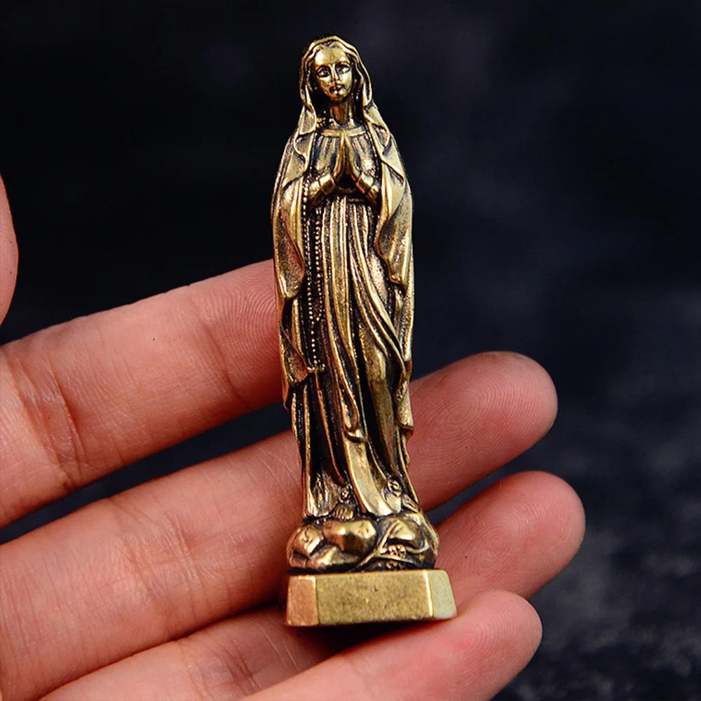 Brass Virgin Mary Figurine — Vintage Religious Collectible