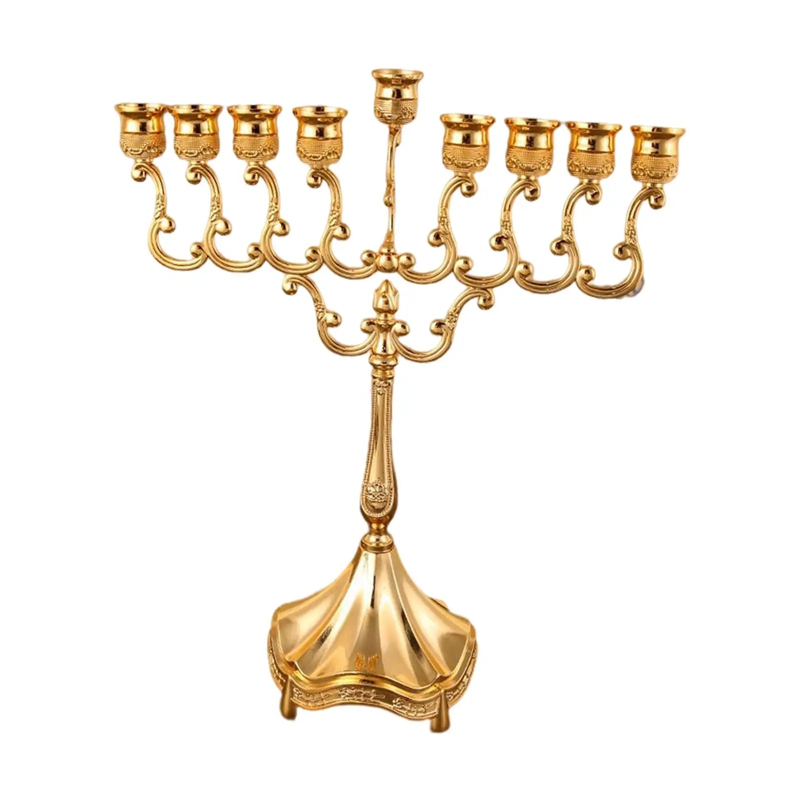9-Branch Menorah Candle Holder — Tabletop Holiday Decor