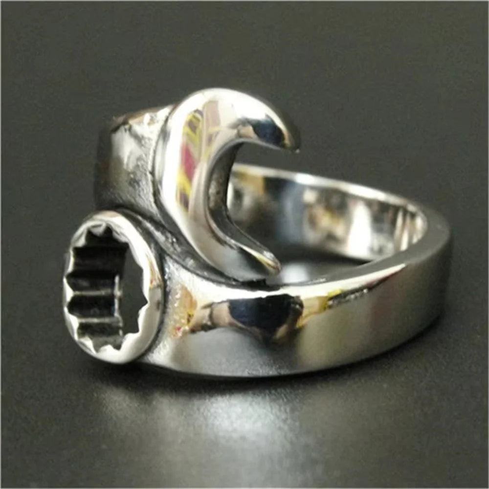Spanner Biker Ring 316L Stainless Steel Man Boy Fashion Polishing Wrench Ring
