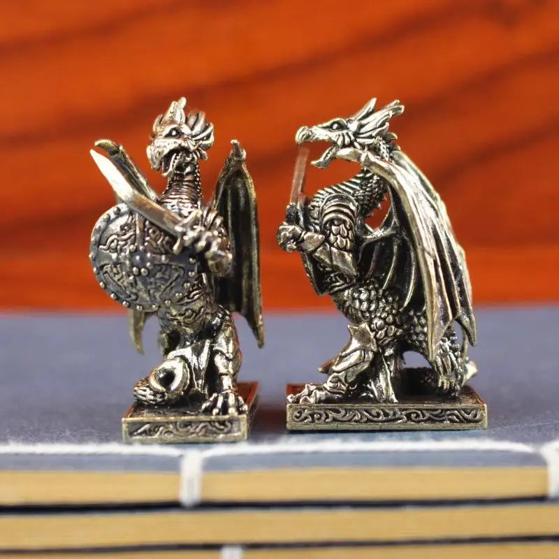 Brass Griffin Statue — European Mythology Dragon Warrior Desktop Decor