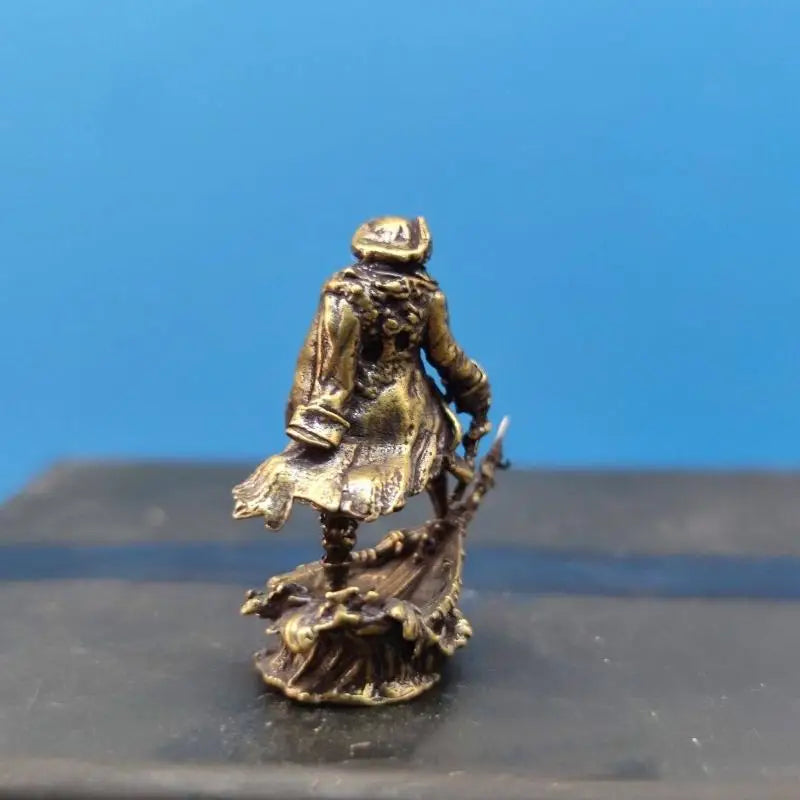Brass Pirate Figurine — Vintage Miniature Desk & Shelf Decor