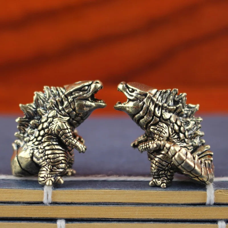 Brass Mythical Monster Figurine — Abstract Fantasy Desk Decor