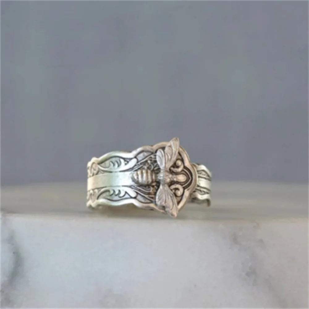 Bee Spoon Ring — Delicate Bohemian Metal Ring for Women