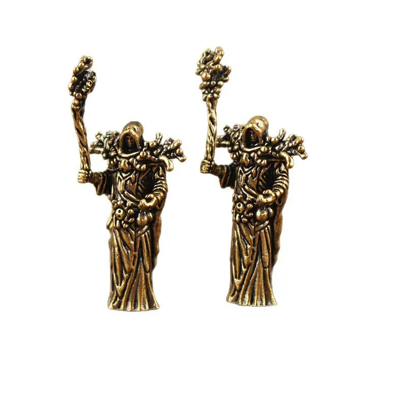 Brass Wizard Figurine — Mystic Mage Desk & Shelf Decor