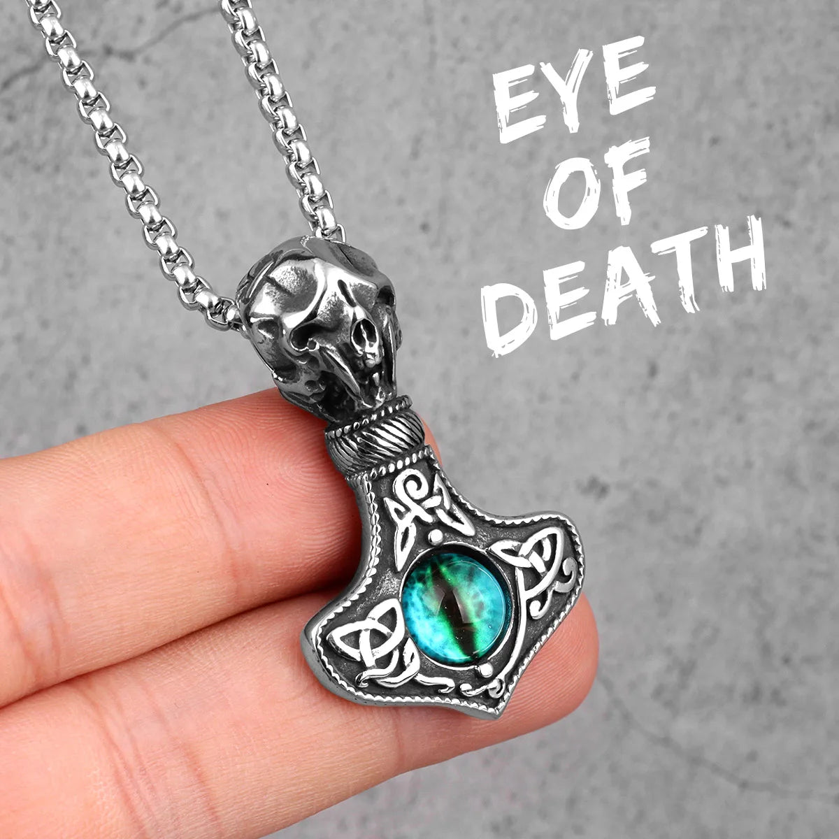 Evil Eye Skull Necklace — Gothic Punk Stainless Steel Pendant