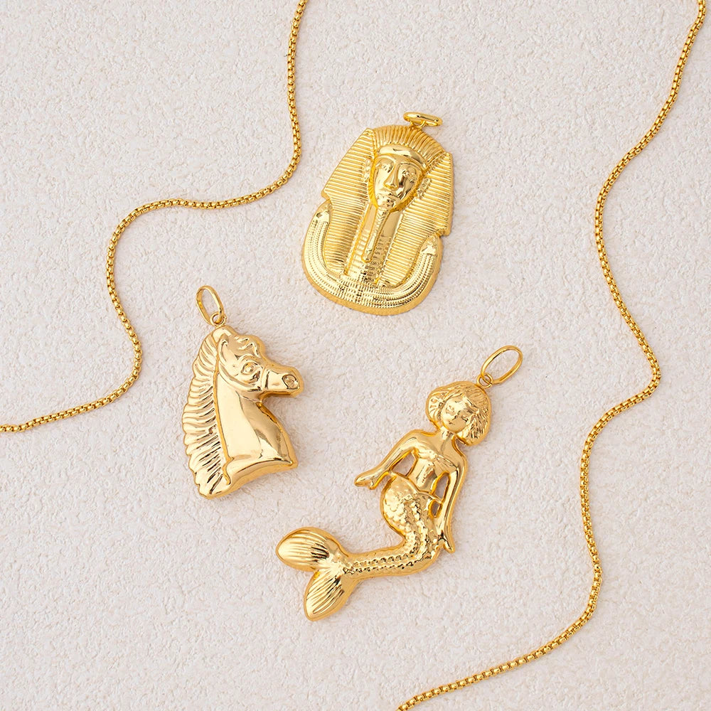 Pendant Necklace with Chain Luxury Gold Plated Dubai African Accessories For Women Men Hip Hop Jewelry Gift