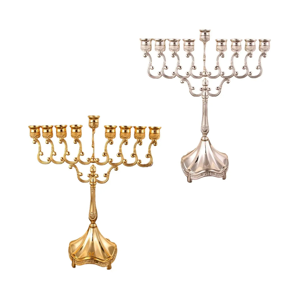 Hanukkah Menorah Candle Stands Tabletop 9 Branches Candle Holder for Christmas Exquisite Candlestick Table Home Decor