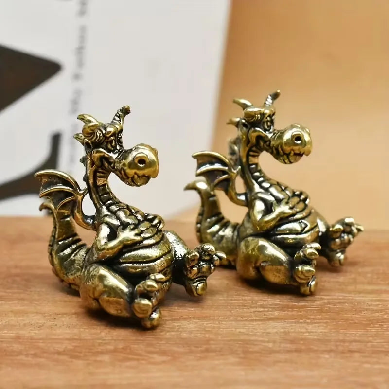 Brass Dragon Figurine — Medieval Fantasy Home Decor