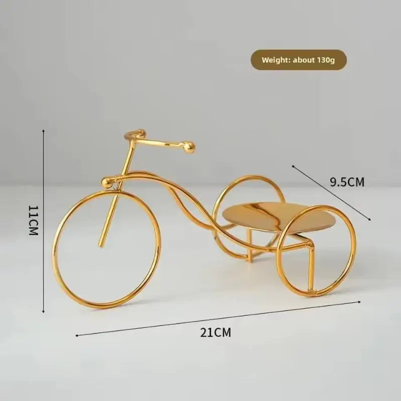 Elegant Golden Tricycle Candle Holder; Decoration for Candlelight Dinner, Romantic Home Accent
