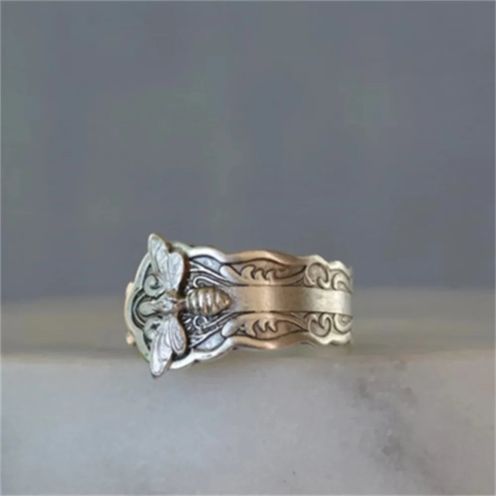 Bee Spoon Ring — Delicate Bohemian Metal Ring for Women