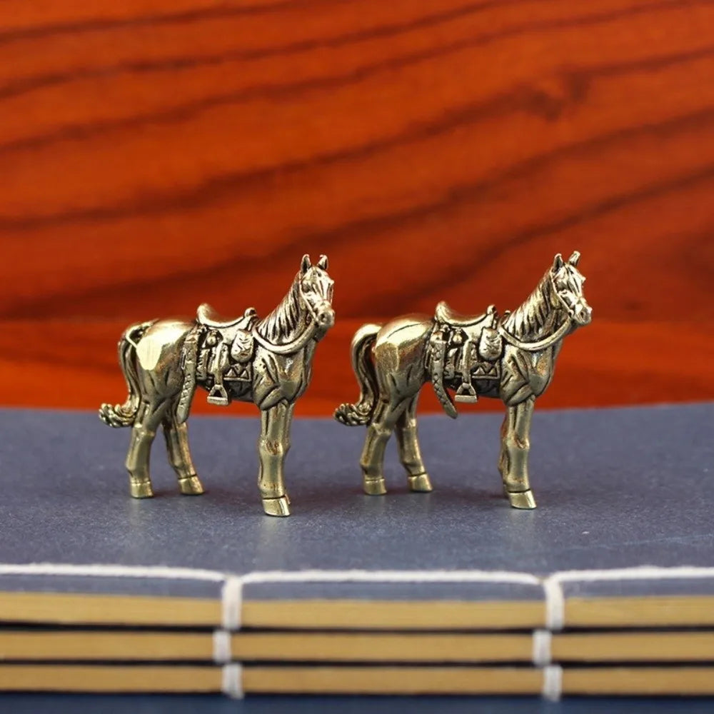 Brass Horse Figurine — Handmade Bronze Miniature Collectible Home Decor