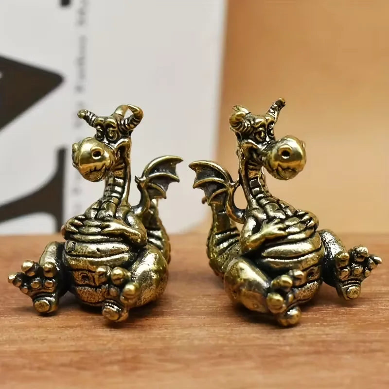 Brass Dragon Figurine — Medieval Fantasy Home Decor
