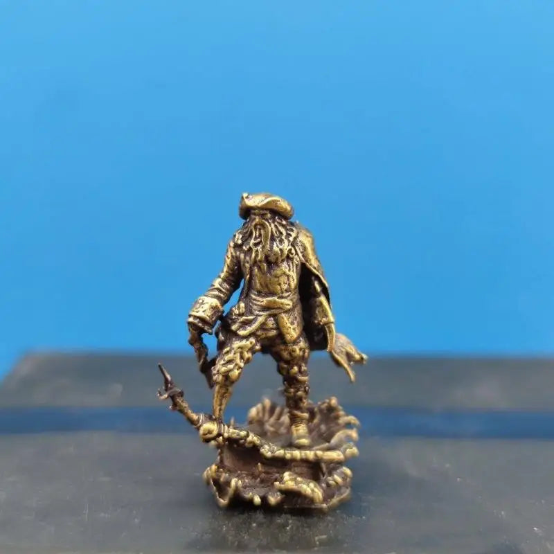Brass Pirate Figurine — Vintage Miniature Desk & Shelf Decor